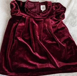 Girls Gap red velour dress. Size 12-18mo
